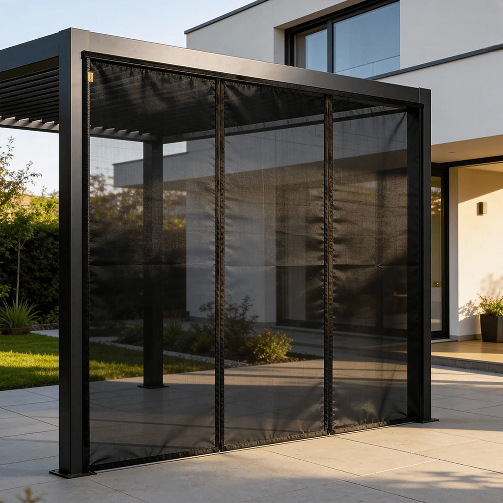 Moustiquaire coulissante pergola extérieur noir